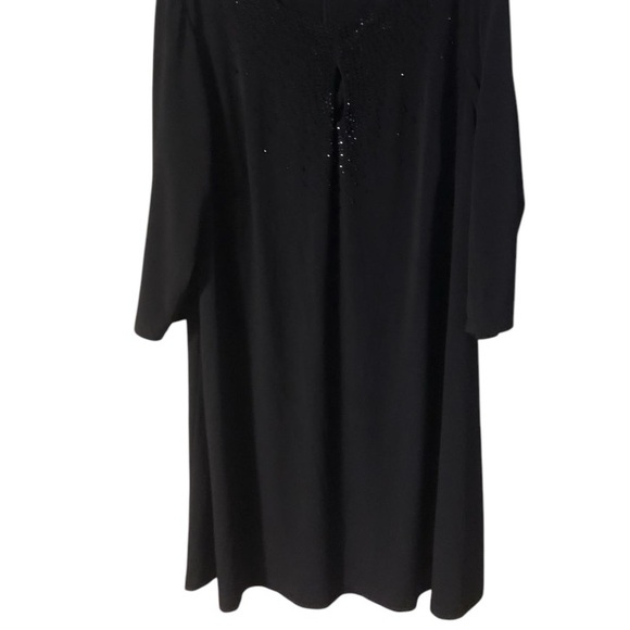 Calvin Klein Black 3/4 Sleeve Beaded Crew Neck Sheath Midi Dress Party Cocktail - Picture 9 of 10